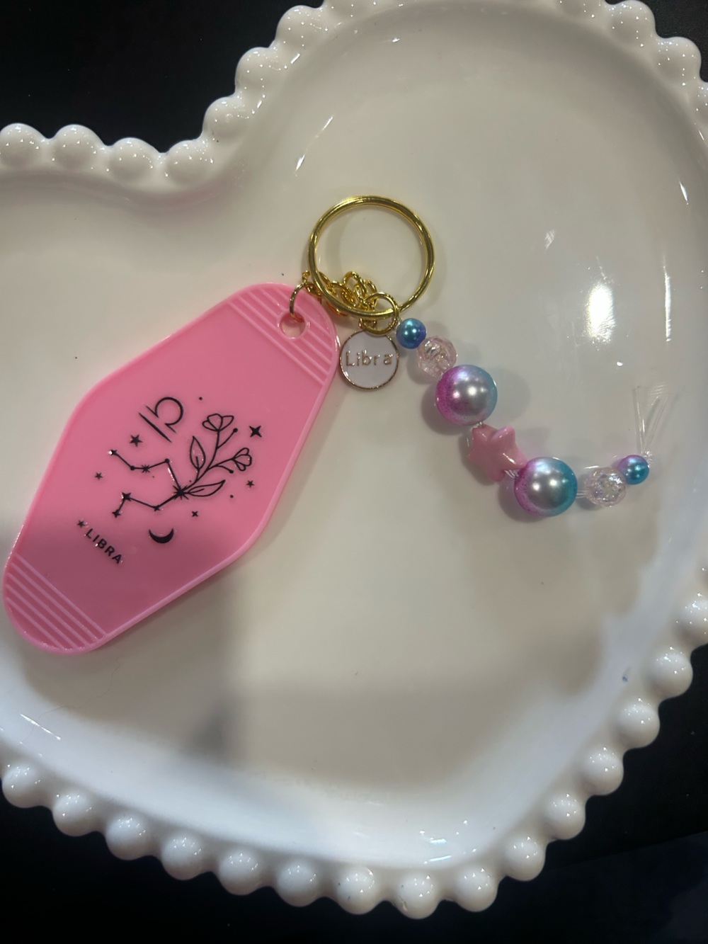 Pink Zodiac Keychain Charm for Kids
